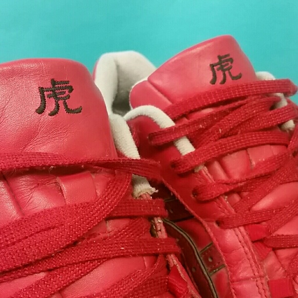 Rare Japanese Asics Red Leather GEL sz 9 Vintage - Picture 3 of 8